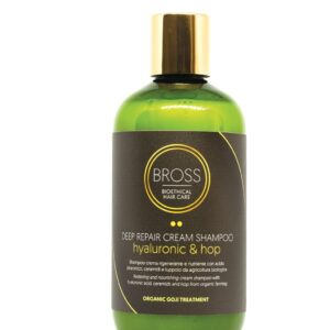 Deep repair shampoo. Shampoo riparatore profondo formulato con acido jaluronico, ceramidi ed estratto di luppolo da agricoltura biologica. Indicato per tutti i tipi di capelli trattati ed indeboliti, rinforza e nutre intensamente svolgendo un’azione anticrespo sui capelli e anti-age sulla cute.