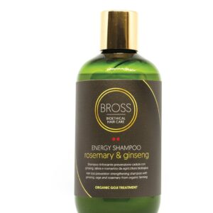 Energy Shampoo BROSS Bioethical Hair Care – Shampoo energizzante con rosmarino e ginseng, studiato per stimolare il cuoio capelluto e rinforzare i capelli fragili. Trattamento Organic Goji.