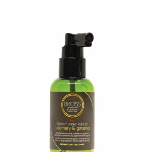 Energy Spray Remedy BROSS Bioethical Hair Care – Lozione spray energizzante con rosmarino e ginseng, formulata per contrastare la caduta e stimolare il cuoio capelluto. Trattamento Organic Goji.