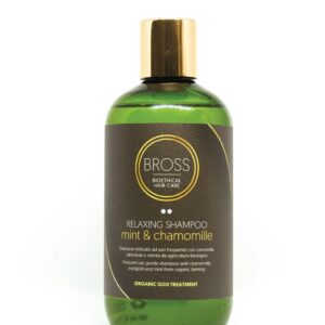 Relaxing Shampoo BROSS Bioethical Hair Care – Shampoo delicato con menta e camomilla, ideale per rilassare la cute sensibile e regalare una piacevole sensazione di freschezza. Trattamento Organic Goji